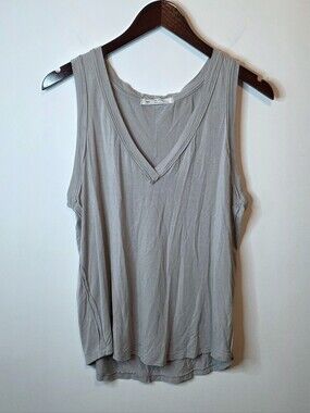 Free People We The Free Moon Dance Tank Grey V-Neck Boho Relaxed Lagenlook